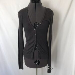 BCBGeneration Gray Cotton Blend Thin Long Sleeve Cardigan Sweater • Size S 🔴